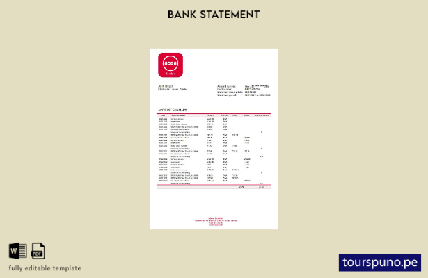 listo para imprimir plantilla de word   extracto bancario de Zambia Absa